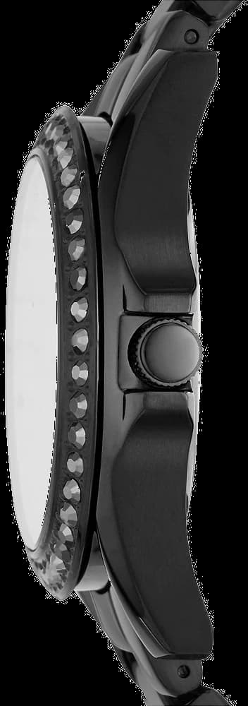 Attache bracelet Fossil ES4519 en acier noir brossé avec boucle déployante, maillons H-lien au fini satiné et fermoir sécurité