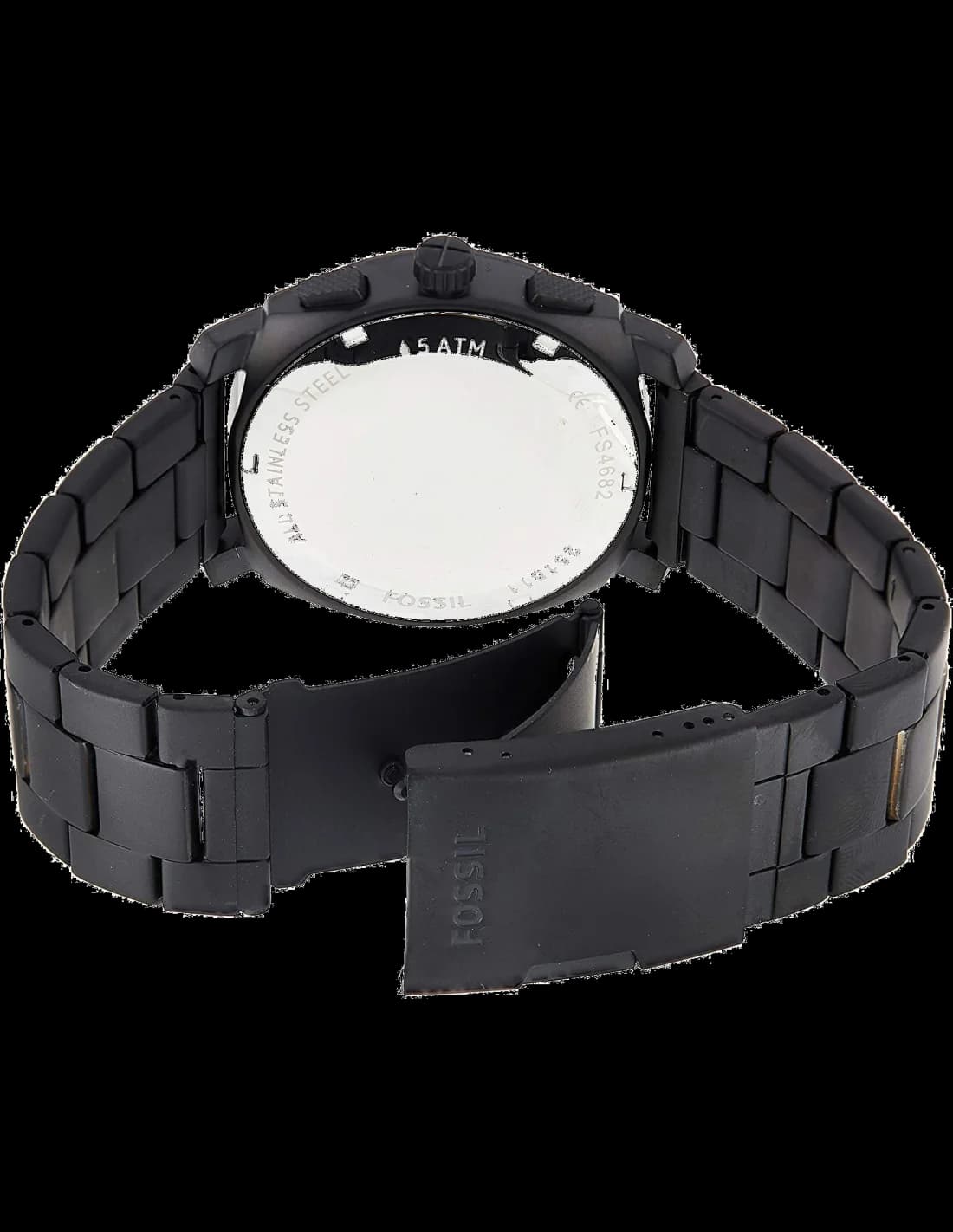 Attache bracelet Fossil FS4682 en acier inoxydable brossé, fermoir déployant double sécurité, maillons ajustables