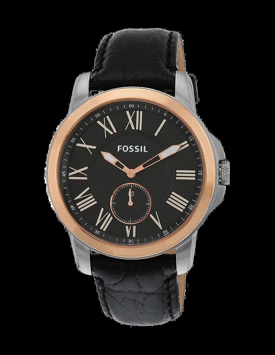 Montre Homme Fossil Grant FS4943, Cadran Noir, Bracelet Cuir Glacé Noir