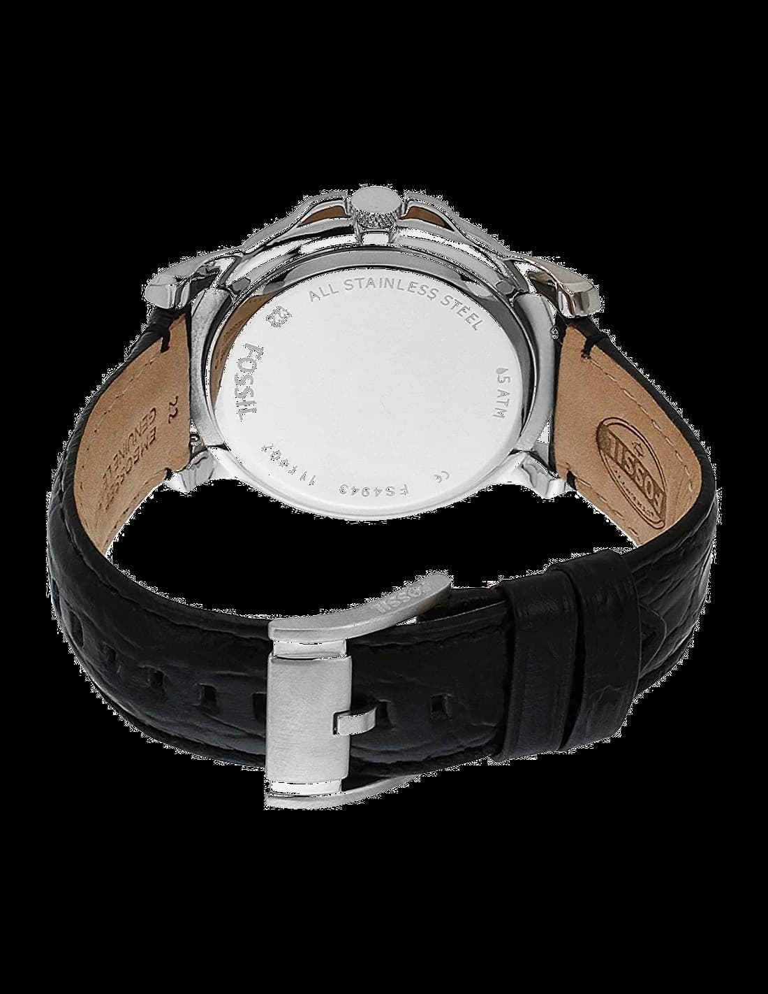 Montre Homme Fossil Grant FS4943, Cadran Noir, Bracelet Cuir Glacé Noir vue 2