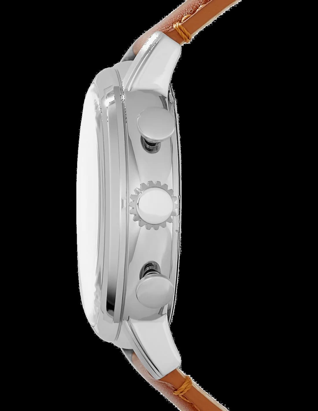 Montre Homme Fossil FS5117 en acier argenté avec cadran beige et bracelet cuir marron