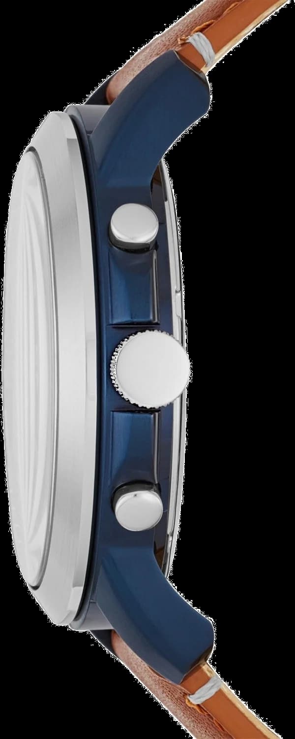Attache bracelet Fossil FS5151 en cuir marron grainé, coutures claires, boucle ardillon acier inoxydable, fermeture sécurisée