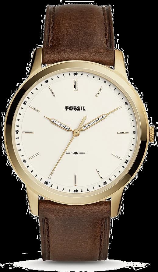 Montre Homme Fossil FS5397 Cadran Blanc Mat Bracelet Cuir Marron