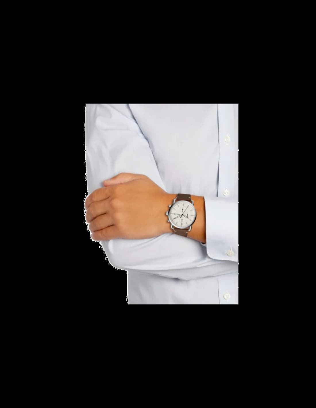 Montre Homme Fossil The Commuter FS5402, Cadran Blanc, Bracelet Cuir Marron vue 3