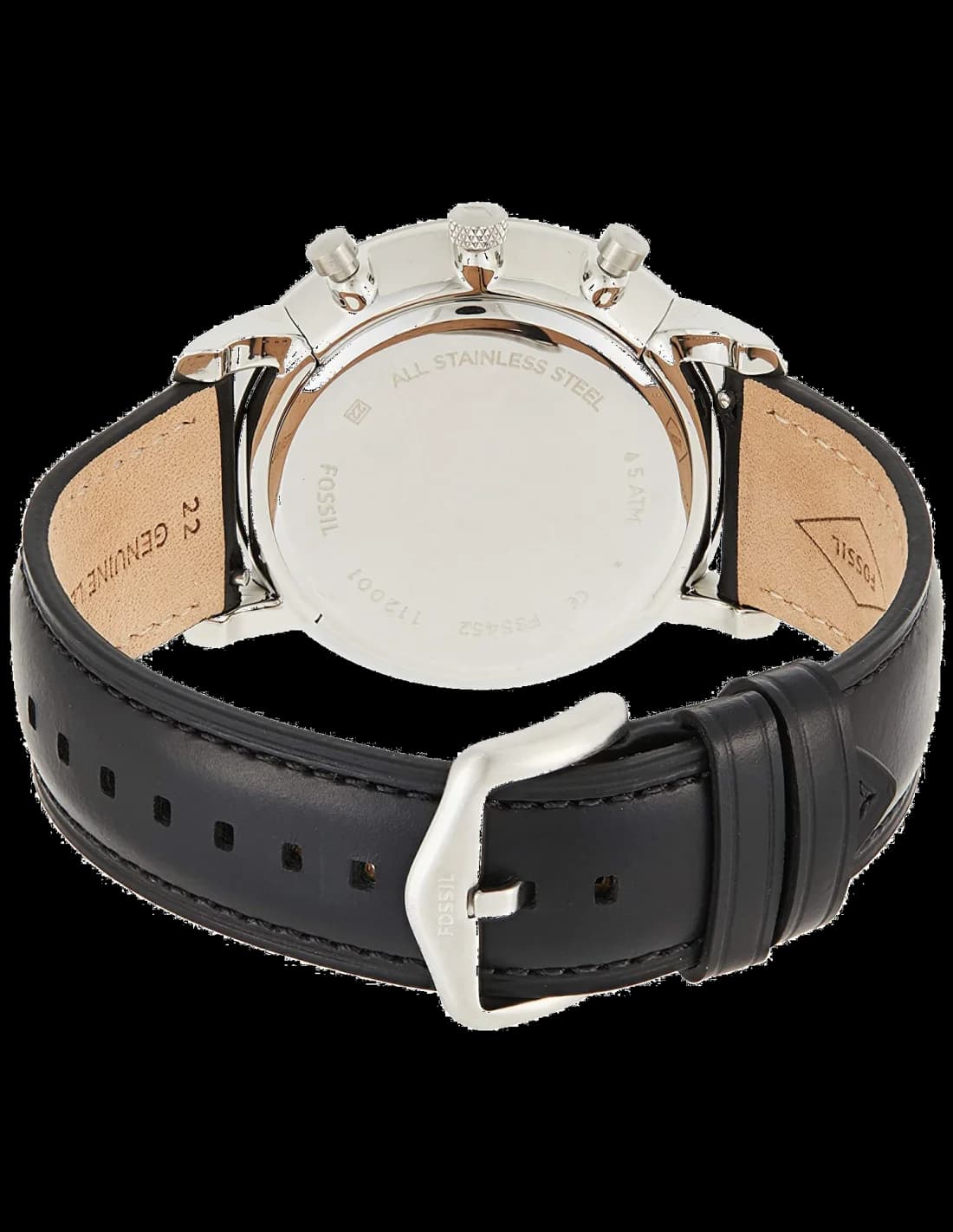 Montre Homme Fossil Neutra FS5452 Chronographe Cadran Noir Acier Bracelet Cuir Brun vue 3