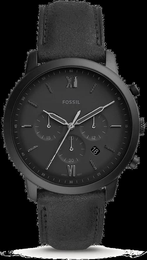Montre Homme Fossil FS5503 Chronographe Cadran et Boîtier Noir Bracelet Cuir