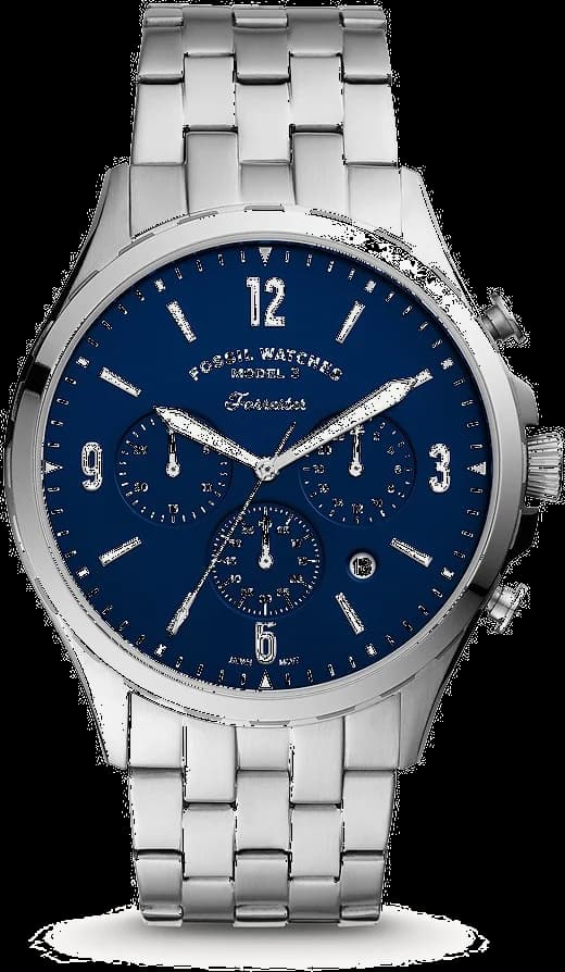 Montre Homme Fossil FS5605 Chronographe Acier Argenté Cadran Bleu