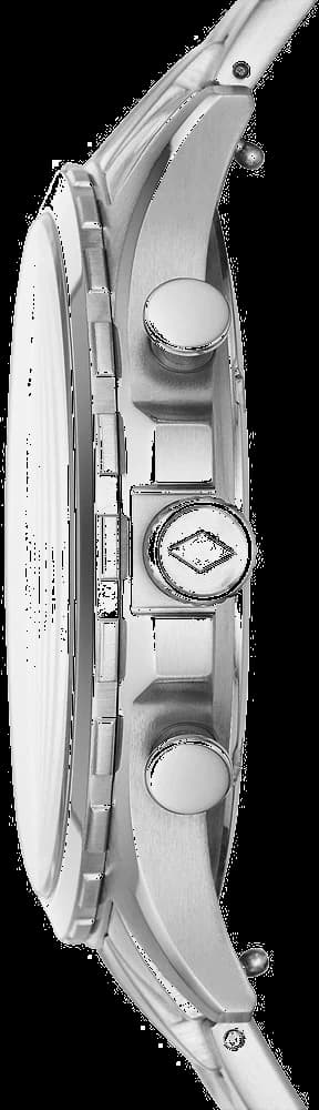 Attache bracelet Fossil FS5605 en acier inoxydable brossé avec fermoir déployant à double bouton-poussoir