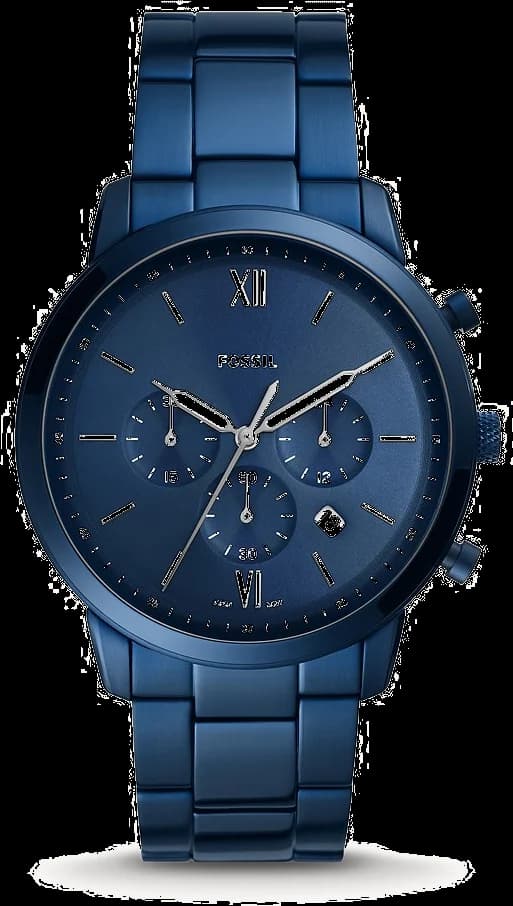 Montre Homme Fossil Machine Neutra Chronograph FS5826, boîtier et bracelet acier bleu océan