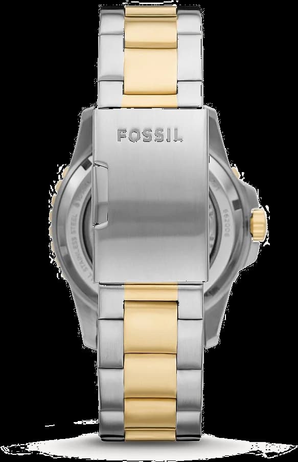 Attache bracelet Fossil ME3191 bracelet acier inoxydable bicolore avec maillons alternés or et argent, fermoir déployant