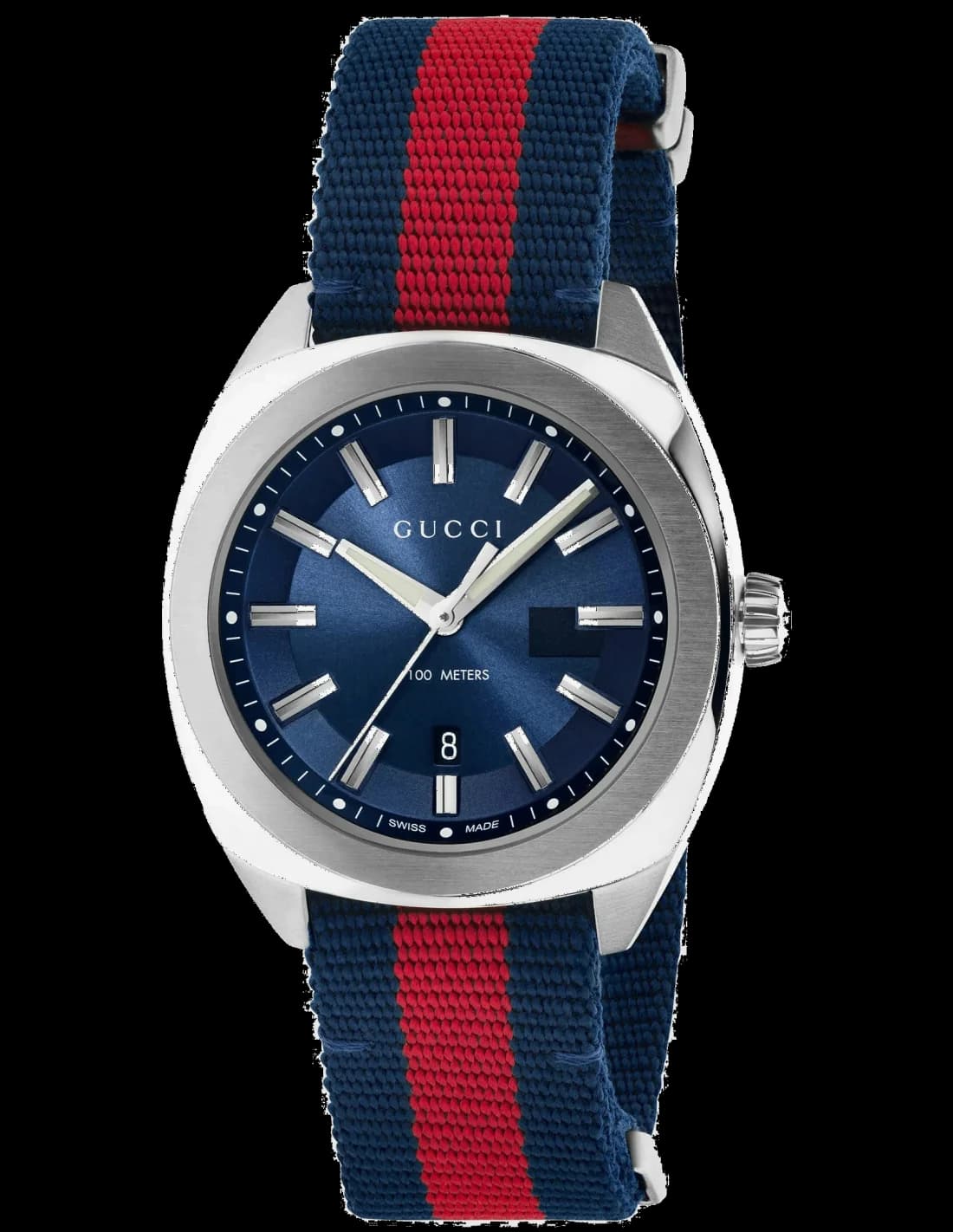 Montre Homme Gucci YA142304 Quartz, Cadran Bleu, Bracelet Nylon Bicolore