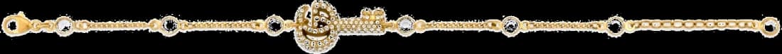 Bracelet Gucci Clé Double G en laiton plaqué or avec cristaux - Réf. 109523 - Pour femme vue 2