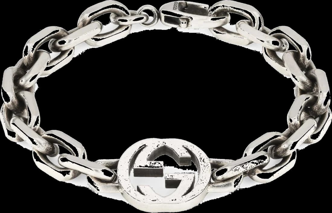 Bracelet Gucci Homme en Argent 925, Logo GG entrelacé - Réf. 627068J8400 vue 2