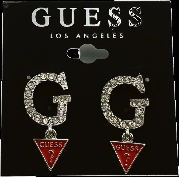 Boucles d'oreilles Guess pour femme, lettre G triangle argenté avec zirconium, réf. 109788
