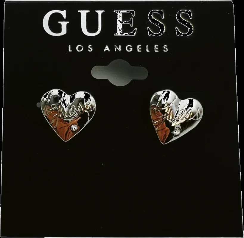 Boucles d'oreilles Guess coeur argent serti zirconium - Réf. 109792