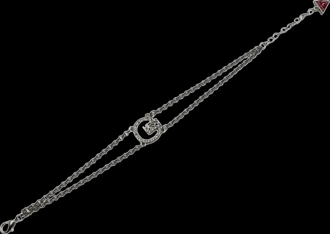 Bracelet Guess 109801 en métal argenté pour femme, ajustable avec logo G sertie de cristaux
