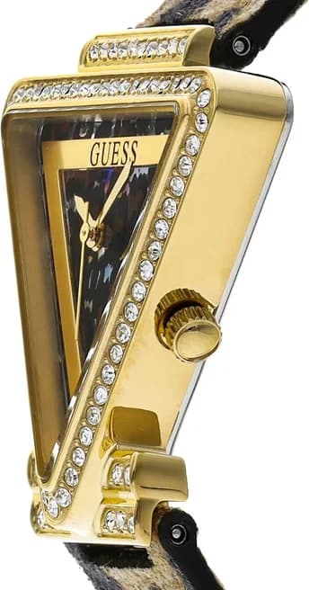 Visage cadran Guess GW0504L3 avec aiguilles dorées index appliqués et strass à 12h