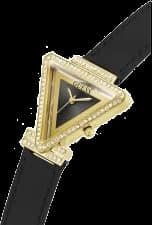 Attache bracelet Guess GW0504L5 en cuir noir grainé, boucle ardillon signature, coutures ton sur ton