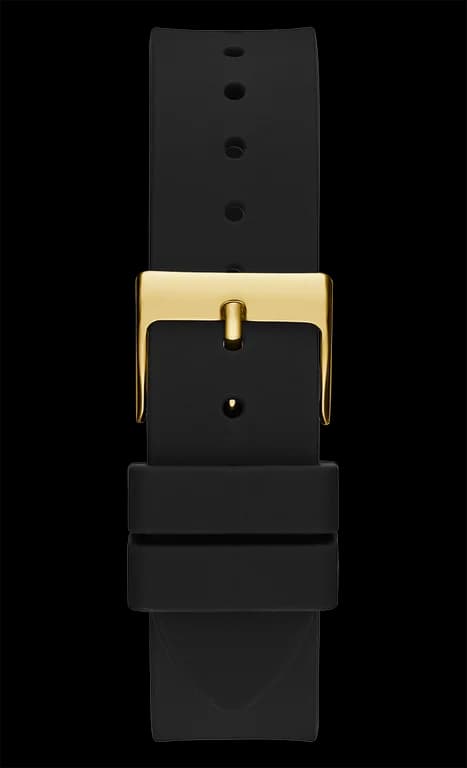 Montre Femme Guess Queen GW0536L3 - Boîtier doré orné de strass, bracelet silicone noir vue 4