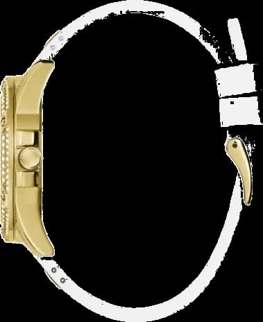 Montre Guess Queen GW0536L2 pour Femme - Boîtier Doré Strass, Bracelet Silicone Blanc vue 3