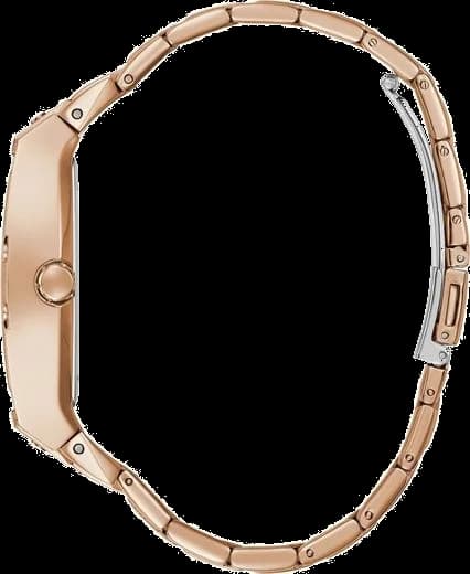 Visage cadran Guess GW0104L3 orné d'index bâtons et de strass, complications date et jour
