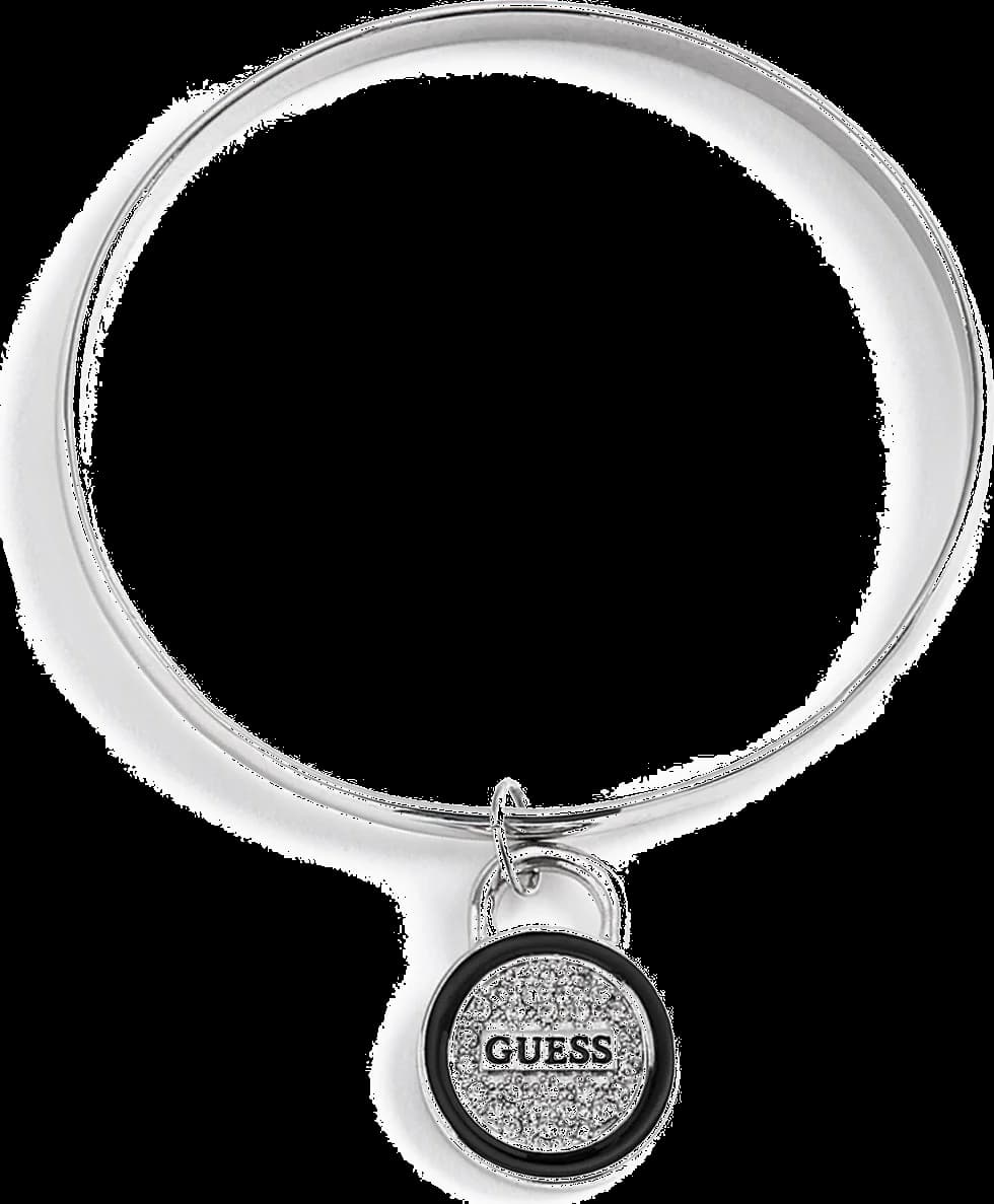 Bracelet Guess pour femme en acier argenté avec plaque logo ronde - Réf. 292007-21