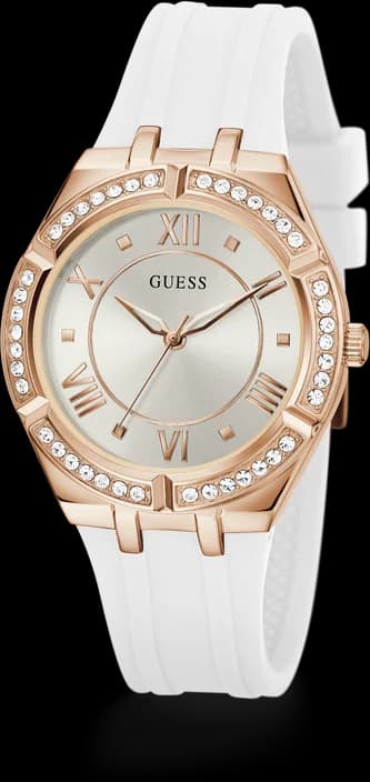 Montre Guess Femme GW0034L2 - Cadran Blanc, Bracelet Silicone Blanc, Boîtier Or Rose vue 5