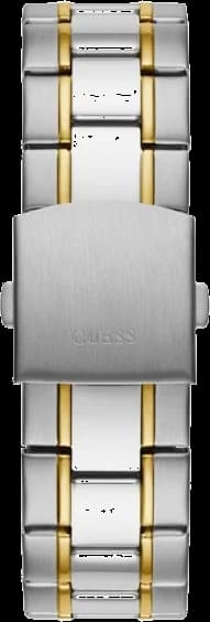 Attache bracelet Guess GW0056G4 en acier bicolore avec maillons polis et satinés, fermoir déployant double sécurité gravé