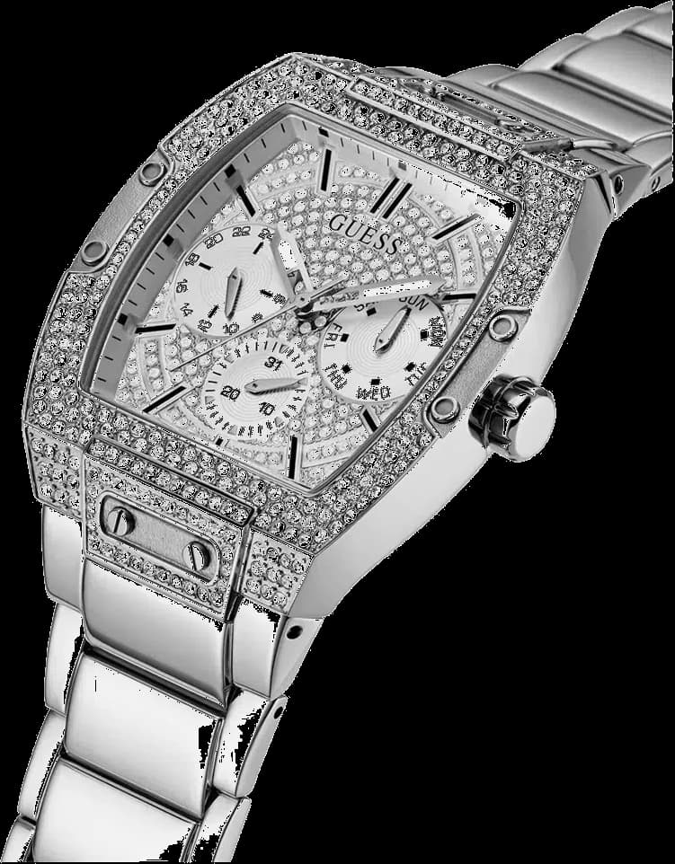 Montre Guess GW0094G1 Tonneau 43mm Acier Argent Micropavée Cristaux vue 3