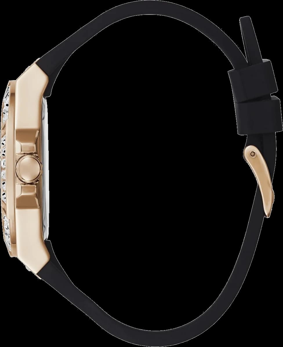Attache bracelet Guess GW0118L2 en silicone noir texturé doté d'une boucle ardillon en acier inoxydable