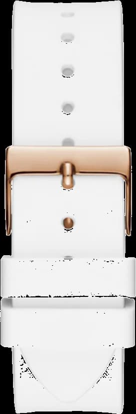 Attache bracelet Guess GW0118L4 en silicone blanc texturé avec fermoir ardillon acier, boucle gravée Guess