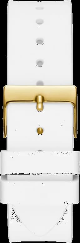 Attache bracelet Guess GW0118L5 silicone blanc doux avec fermoir boucle ardillon argenté ajustable confort
