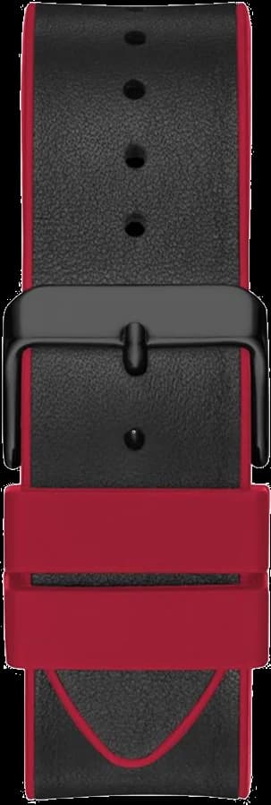 Attache bracelet Guess GW0202G7 en silicone noir et rouge, fermoir boucle ardillon gravé, matière résistante