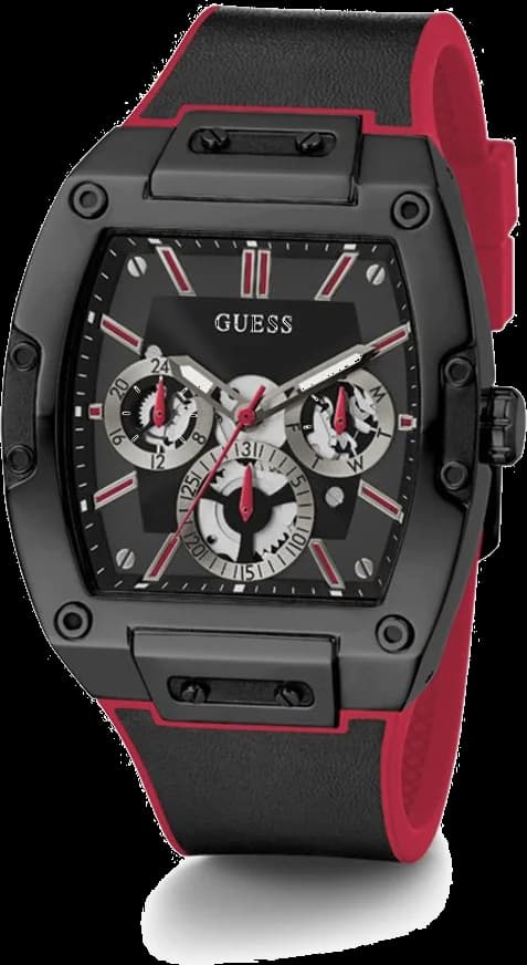 Lunette boîtier Guess GW0202G7 en acier traité noir, lunette lisse polie, profil épais et robuste