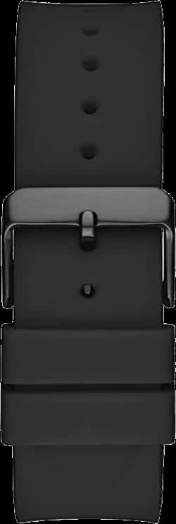 Attache bracelet Guess GW0208G5 en silicone noir texturé à boucle ardillon en acier inoxydable brossé