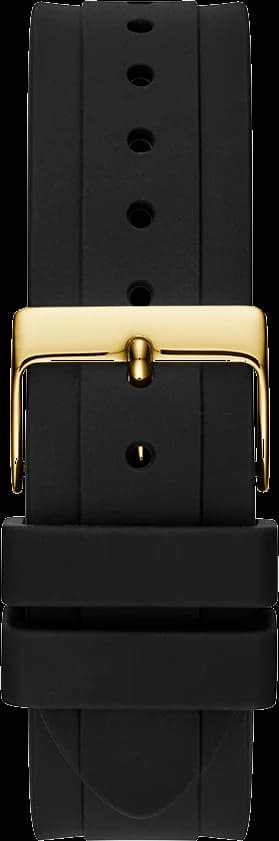 Attache bracelet Guess GW0257L1 silicone noir texturé avec fermoir boucle ardillon gravé, souple et résistant pour le quotidien