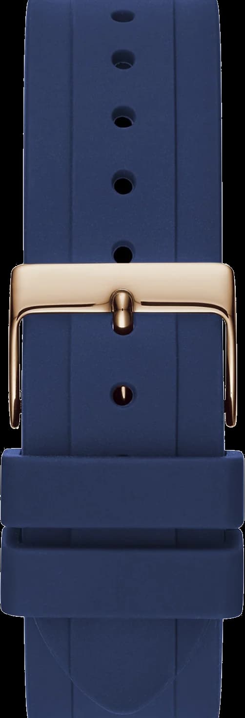 Attache bracelet Guess GW0257L3 en silicone bleu mat texturé, fermoir boucle ardillon ton argent