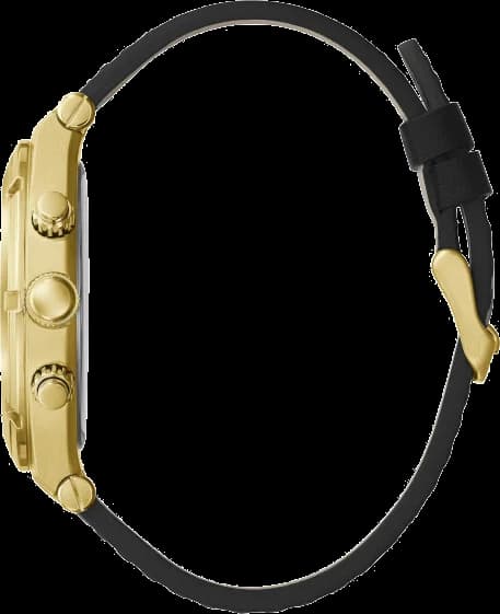 Montre Homme Guess GW0262G2 Cadran Multifonctions Noir Boîtier Or Bracelet Cuir vue 2
