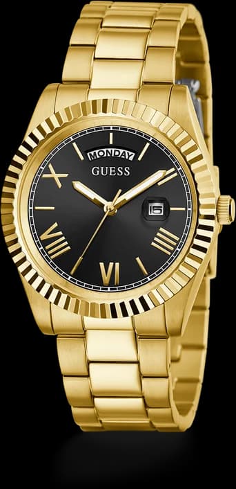 Montre Homme Guess Connoisseur GW0265G3 - Boîtier et bracelet acier doré, cadran noir vue 2