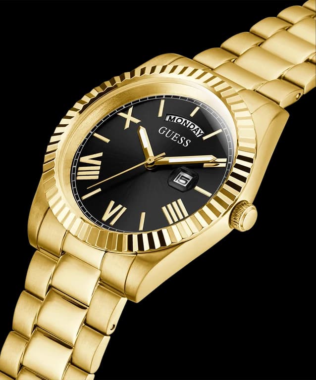 Montre Homme Guess Connoisseur GW0265G3 - Boîtier et bracelet acier doré, cadran noir vue 3