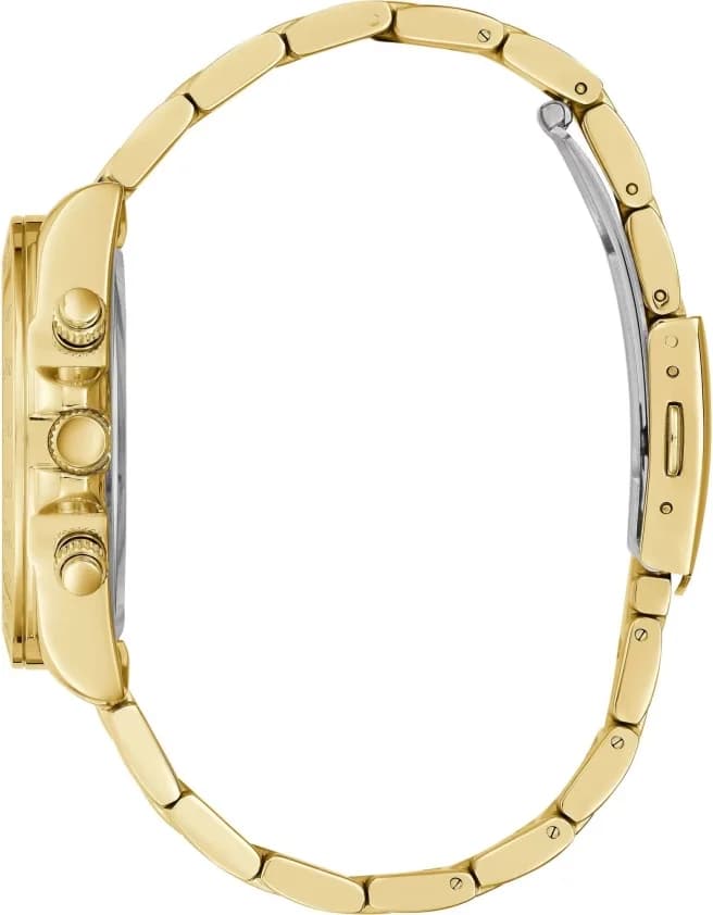 Attache bracelet Guess GW0314L2 en acier inoxydable doré avec maillons milanais souples et fermoir déployant double sécurité