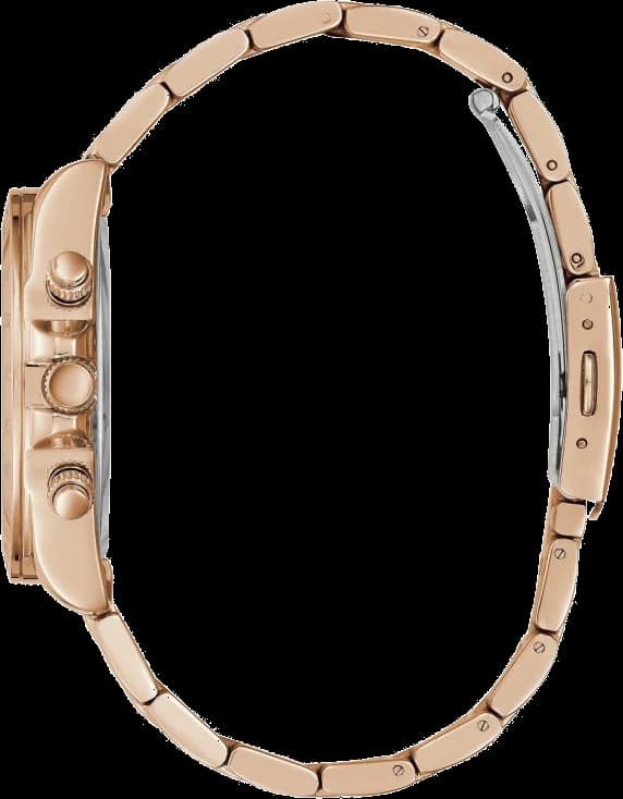 Visage cadran Guess GW0314L3 avec index appliqués et aiguilles baton style art déco sur fond argenté