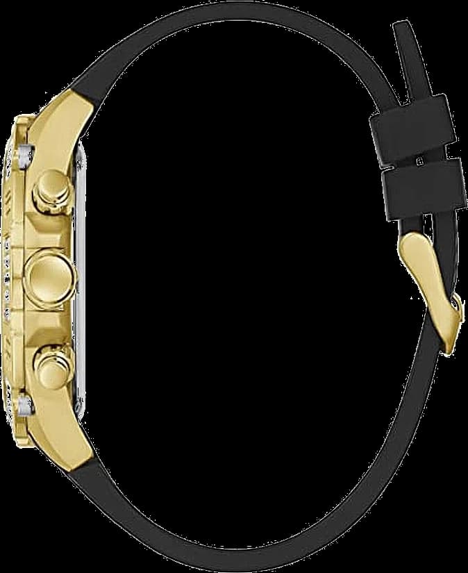 Visage cadran Guess GW0333G2 avec guichets jour date à 3h, aiguilles luminescentes et minuterie chemin de fer
