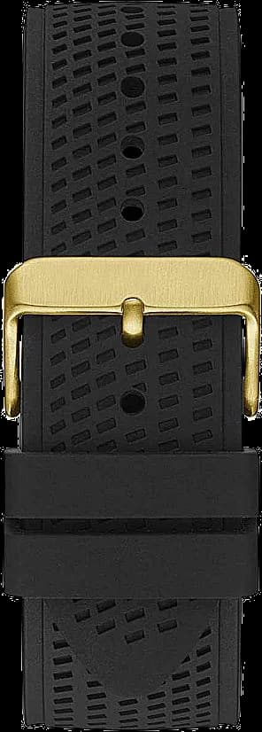 Attache bracelet Guess GW0333G2 en silicone noir texturé, fermoir boucle ardillon en acier inoxydable brossé