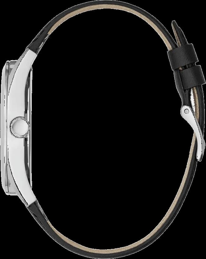 Montre Homme Guess GW0389G1 Cadran squelette noir, boîtier argent, bracelet cuir vue 2