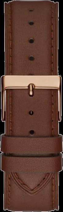 Attache bracelet Guess GW0389G3 en cuir marron cousu main, boucle ardillon signée Guess en acier