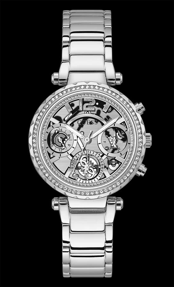 Montre Femme Guess GW0403L1 Solstice - Cadran Squelette Argent - Acier Inoxydable