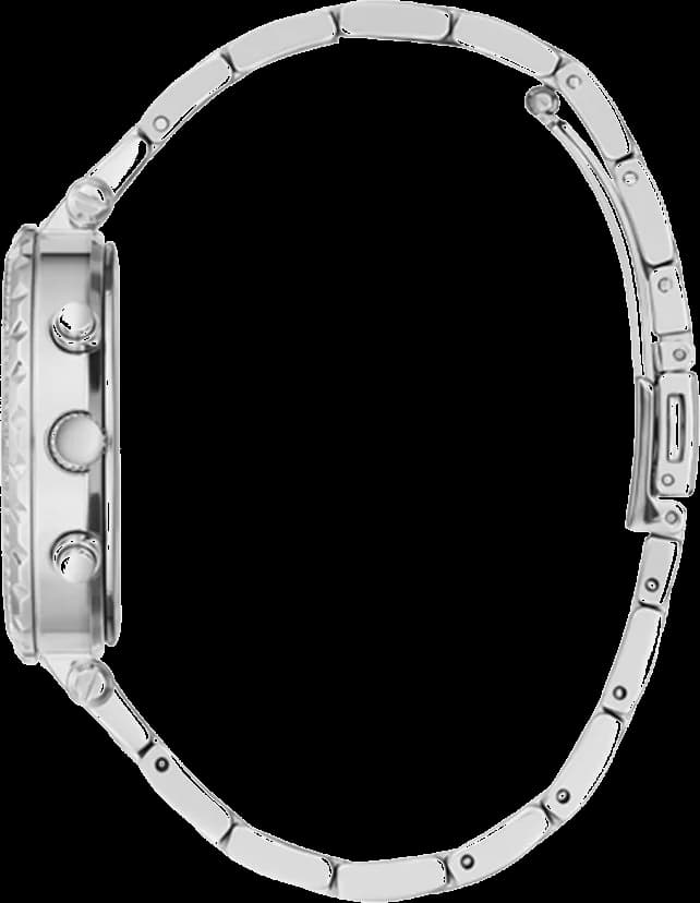 Attache bracelet Guess GW0403L1 en acier argenté maillons fins et fermoir déployant sécurisé