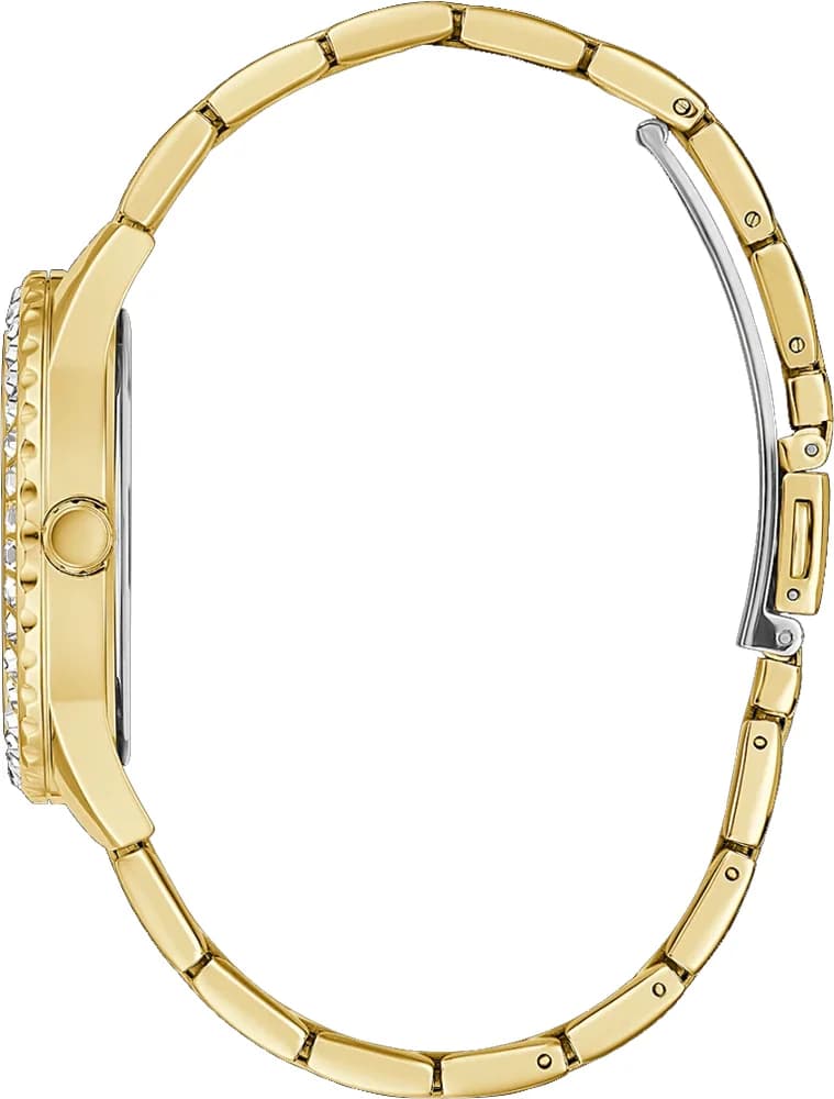 Attache bracelet Guess GW0405L2 en acier doré à maillons ajustables avec fermoir déployant sécurisé et finition polie