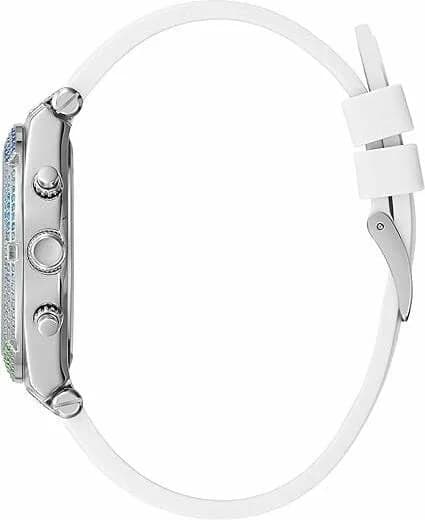 Visage cadran Guess GW0407L4 aux aiguilles dorées et index bâtons, lisibilité optimale